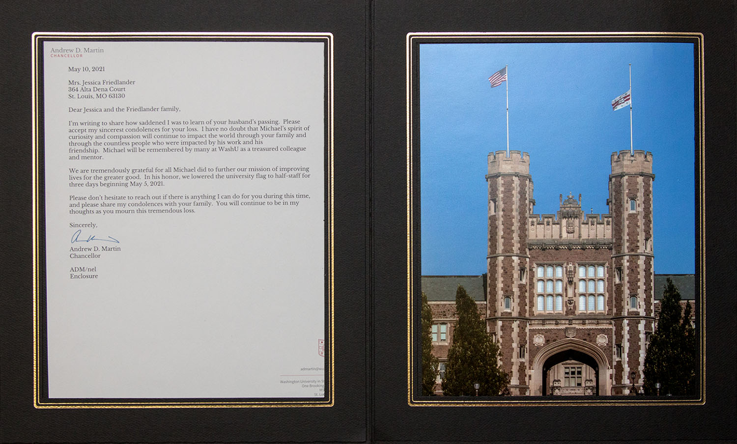 portfolio with letter and photo