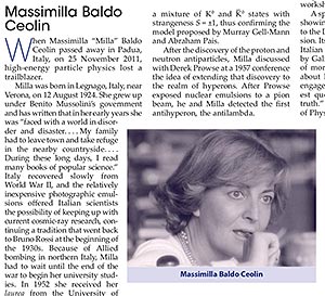 Massimilla Baldo Ceolin Obituary