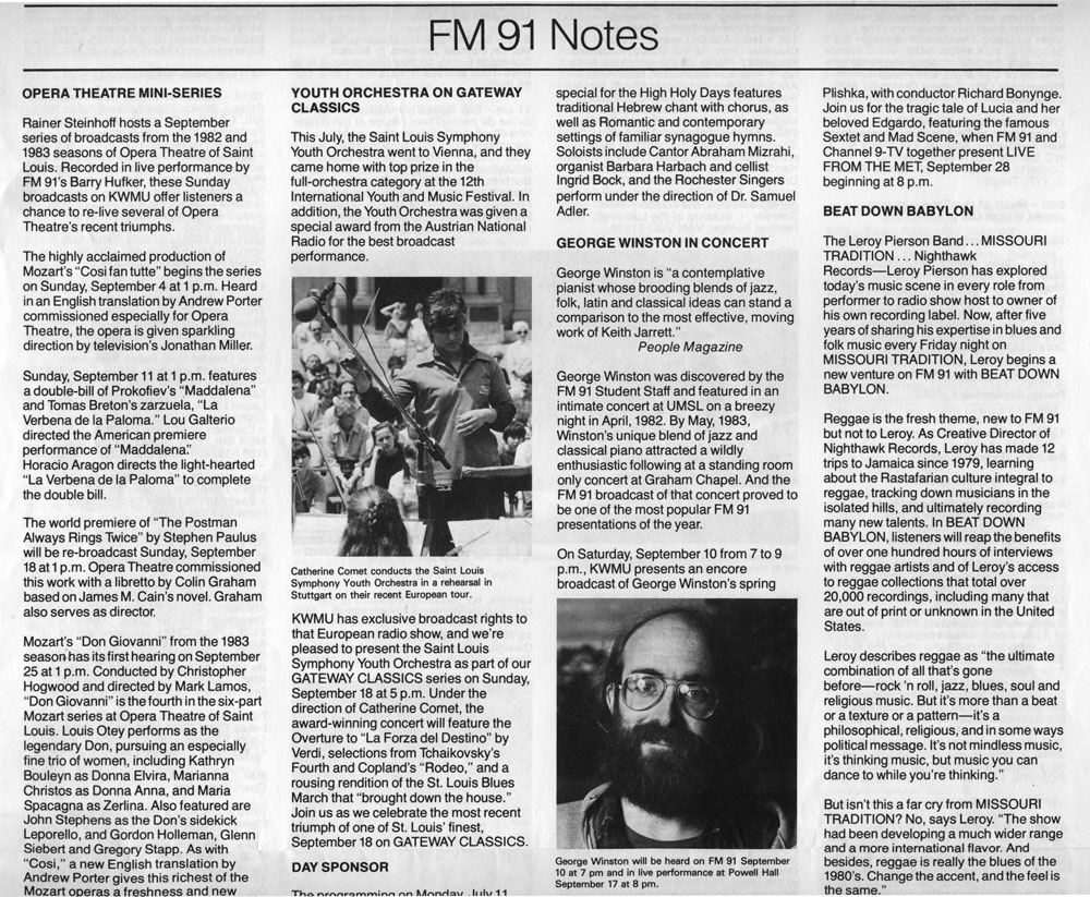Program listings with photo