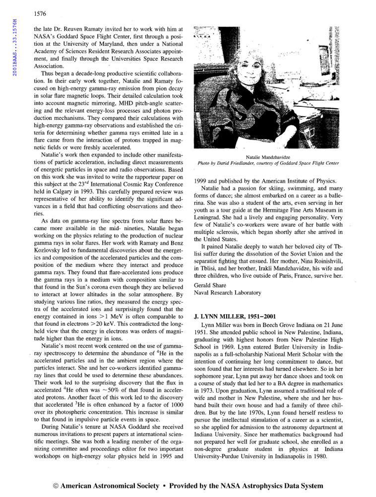 AAS Obituary for Natalie