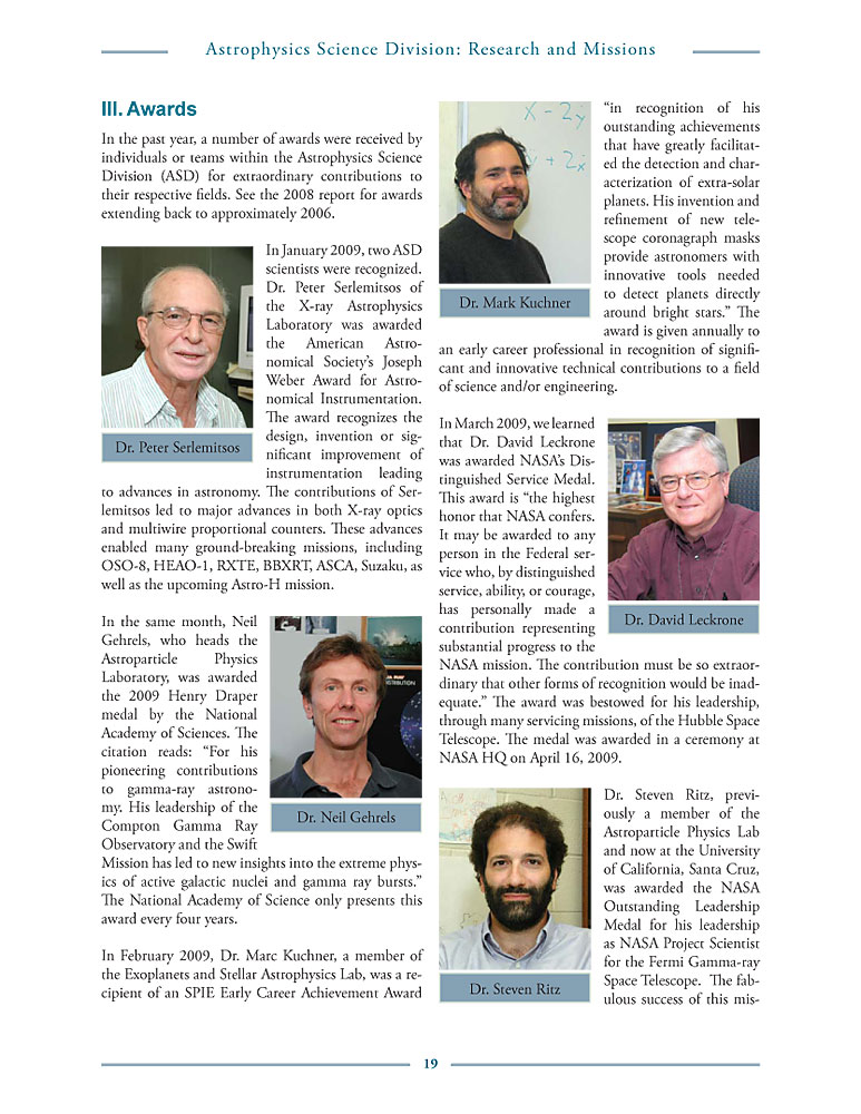 NASA ASD Ann.Rep. 2009,p19