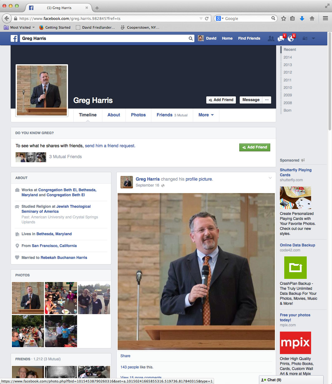 public Facebook: Rabbi Harris