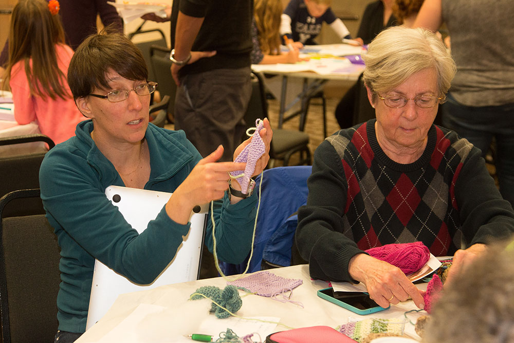 knitting at Mitzvah Day