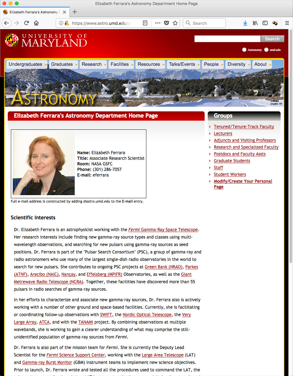 Elizabeth Ferrara at UMD